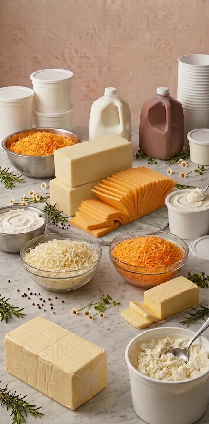 Wholesale dairy products including cheese, butter, milk, and sour cream at Canton Food Co.